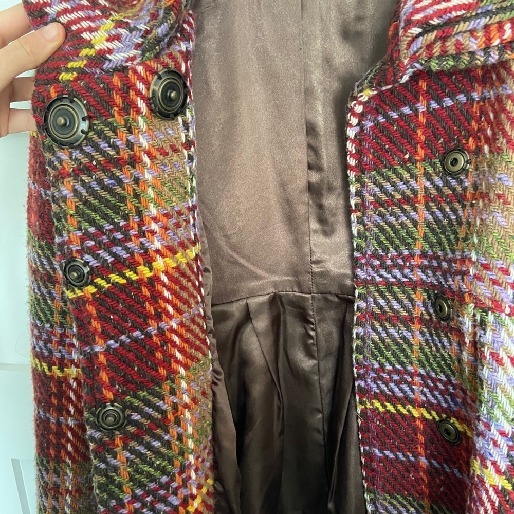 Larok Multi-Colored Plaid Wool- Blend Peacoat - image 5